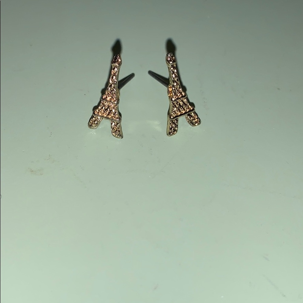 Gold Eiffel Tower Stud Earrings